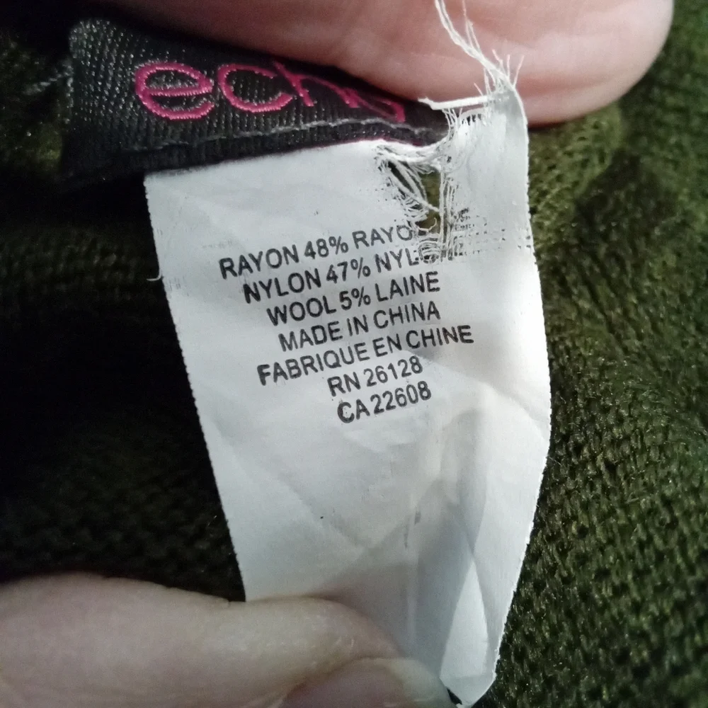 Echo Size OS Olive Green Women's Open Front  Sweater